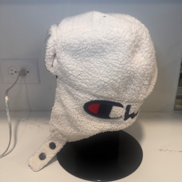 Beige and Grey Champion Logo Reversible Trapper Hat - Picture 3 of 9